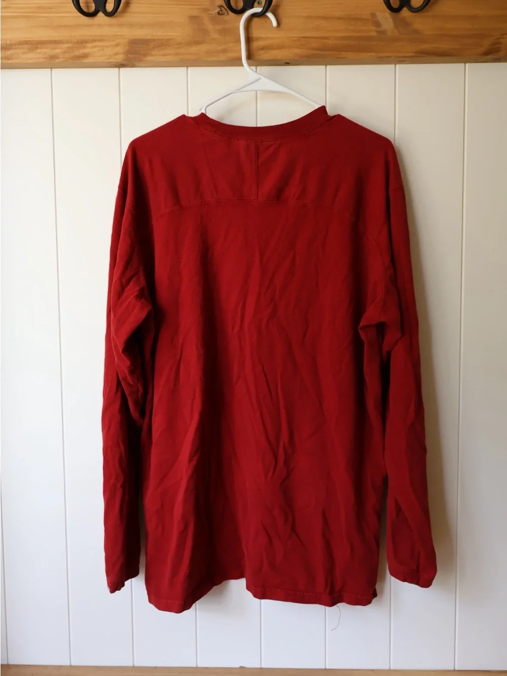 North Face organic cotton men’s Red Long-Sleeve Crewneck Shirt Sz XL